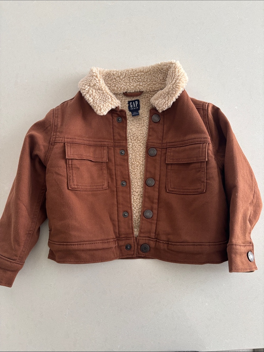 GAP Kids Rust Brown Sherpa-Lined Jean Jacket